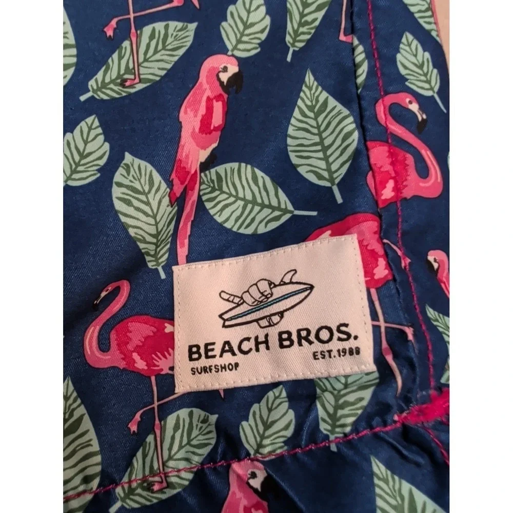 Beach Bros. Men's Flamingo Blue‎ & Pink Swim Trunks Size XL